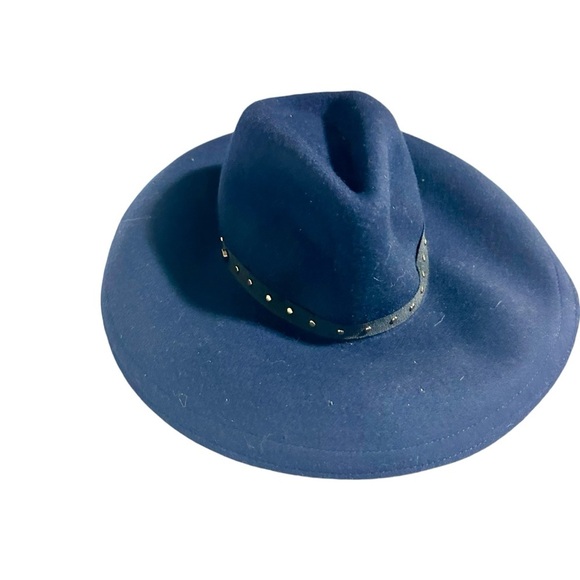 Ted Baker Rosieyy Navy Blue Wool Stud Detail Wide Brim Hat Size S/M NWT - Picture 3 of 8